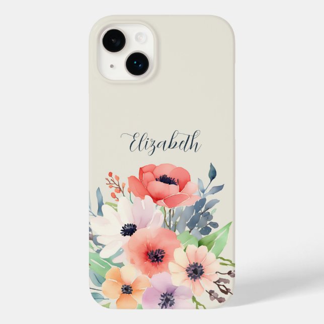 Custom Name Watercolor Floral Anemone (Baksida)