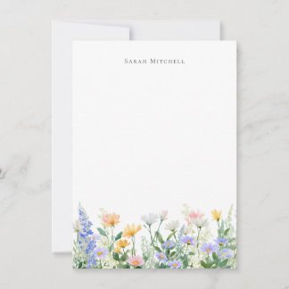 Custom Name Watercolor Garden Floral Note card Anteckningskort