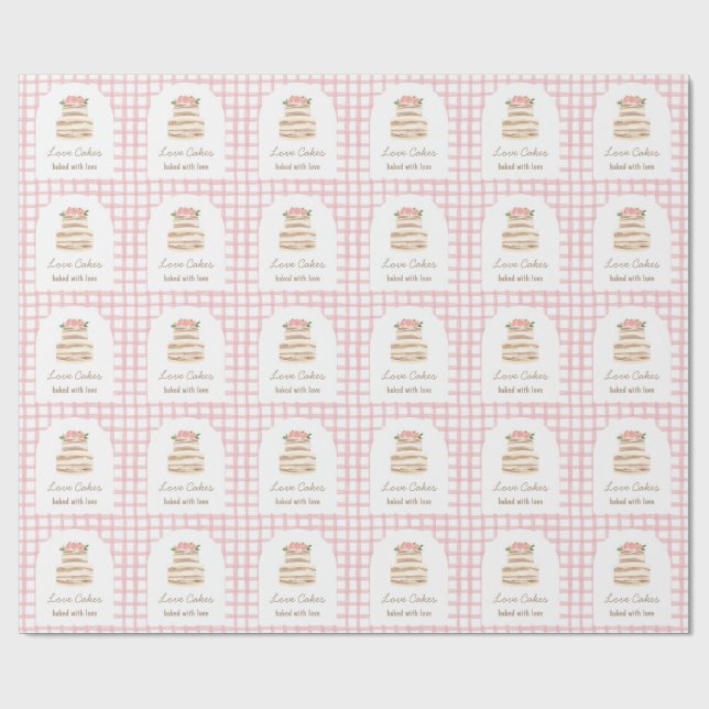 Custom Name Wedding Cake Business Sticker Presentpapper (Platt)