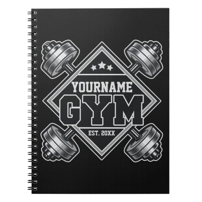 Custom NAME Weightlifting Home Crossfit Gym  Anteckningsbok (Framsidan)