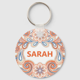 Custom name with vintage orange swirls nyckelring