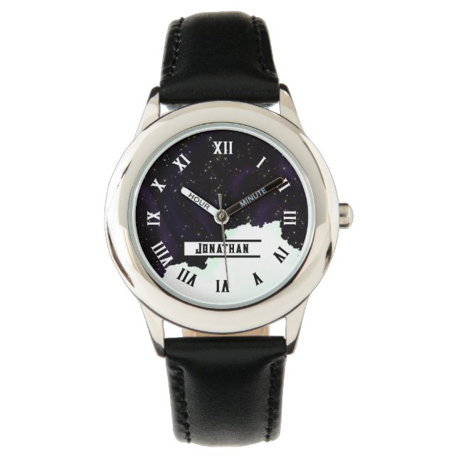 CUSTOM-namn Starry Rymden och Cloud Armbandsur (Framsida)