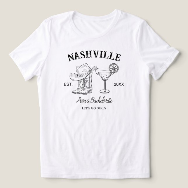 Custom Nashville Rodeo, Cowgirl, Funny Bachelorett T Shirt (Design Framsida)
