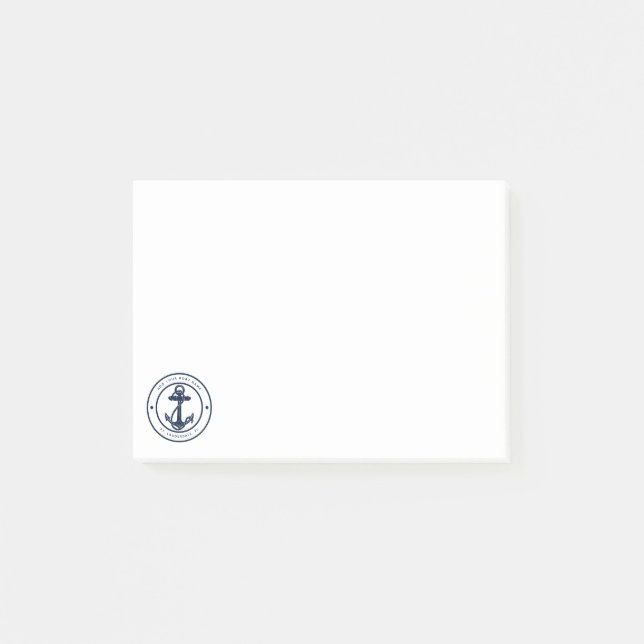 Custom Nautical Anchor Boat Name Post-it Block (Framsida)
