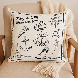 Custom Nautical Beach Wedding – Personalized Kudde