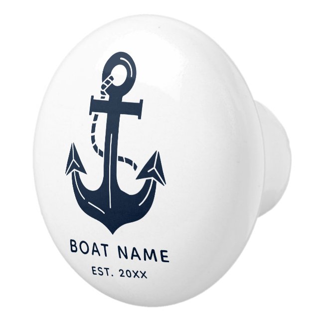 Custom Nautical Boat Name Anchor Knopp (Höger)