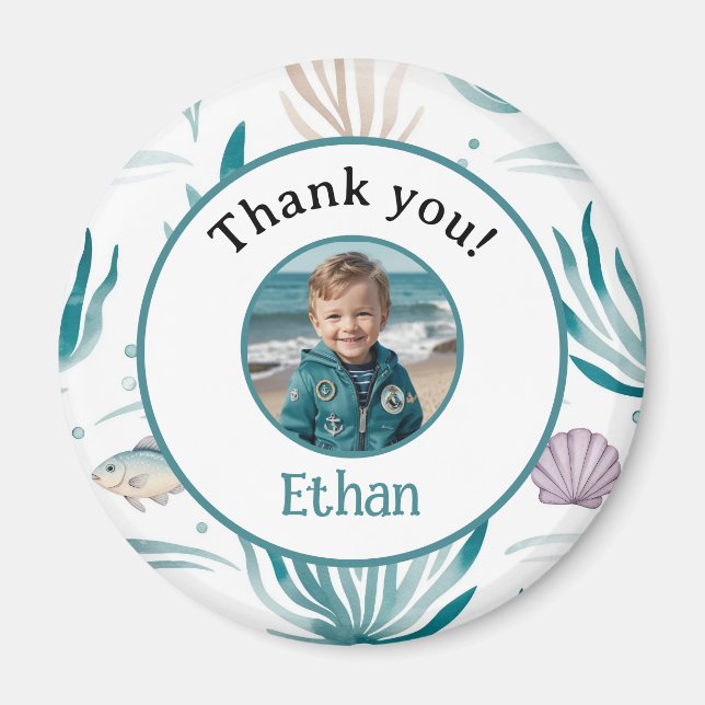 Custom Nautical Ocean Thank You Photo Magnet (Framsidan)