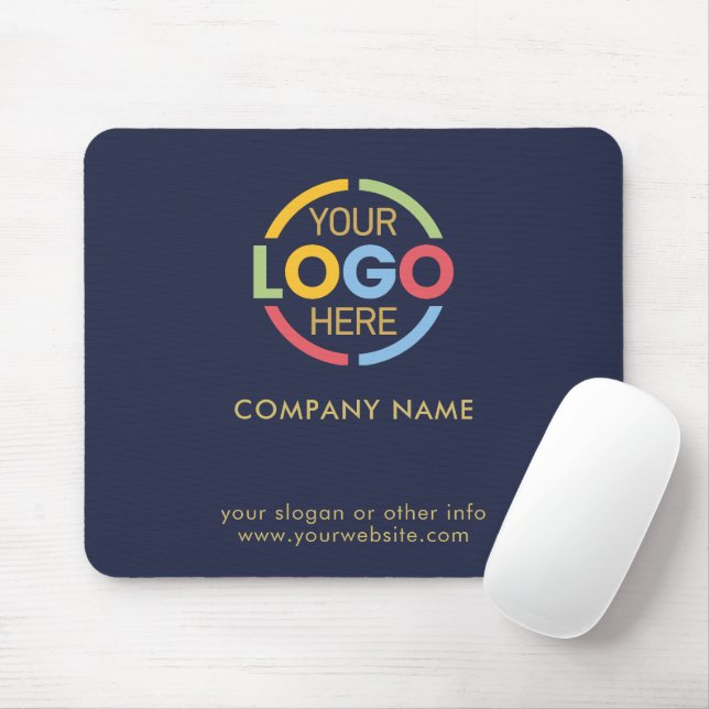 Custom Navy Blue Company Business Logo Branded Musmatta (Med mus)