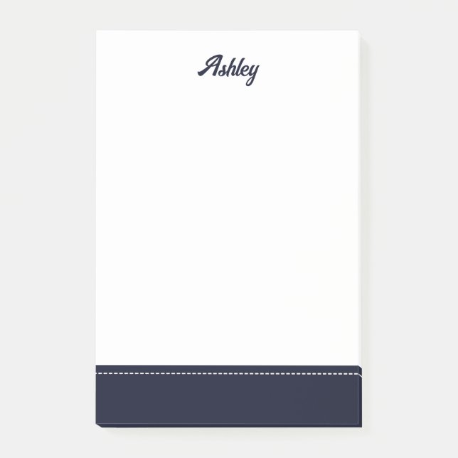 Custom navy blue white personalized preppy stylish post-it block (Framsida)