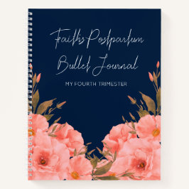 Custom Navy Floral Postpartum Journal For New Moms