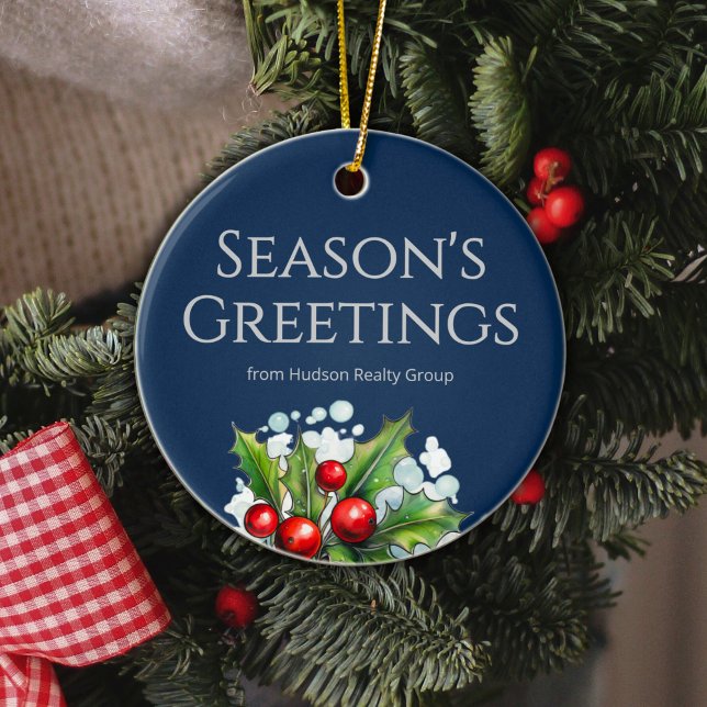Custom Navy Realtor Ornament with Logo (Skapare uppladdad)
