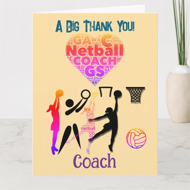 Custom Netball Coach Tack Kort (Framsida)