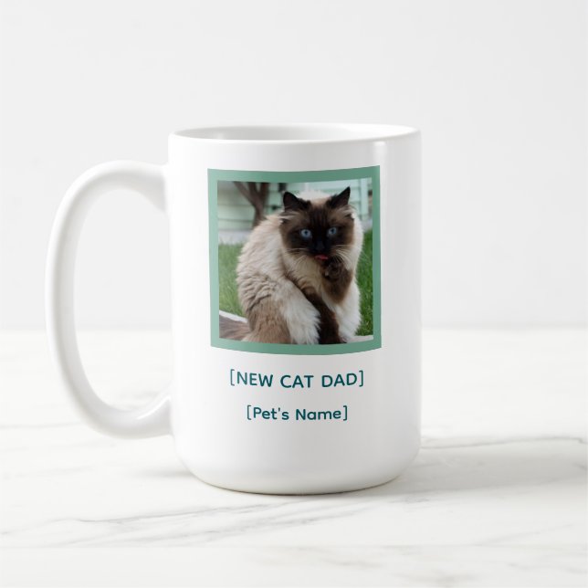 Custom New Cat Dad Mug | Pet Photo Gift Kaffemugg (Vänster)