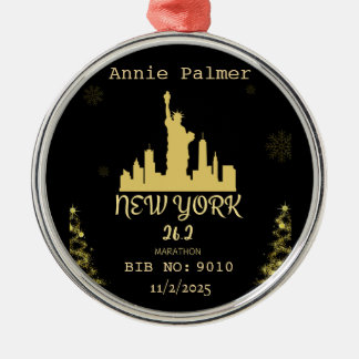 Custom New York Marathon Finisher Gift Julgransprydnad Metall