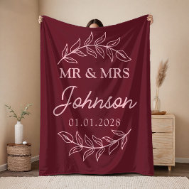 Custom Newlyweds Blanket Gift for Married Couples Fleecefilt