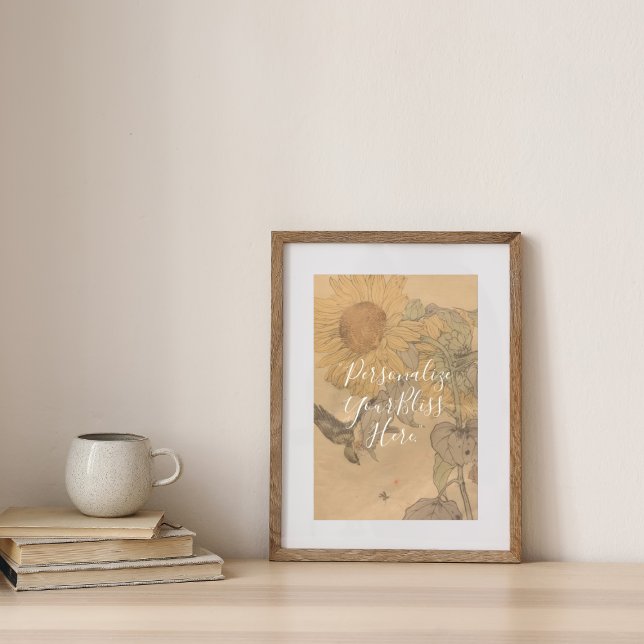 CUSTOM Nostalgic Sunflower & Bird Art Print  Poster (Skapare uppladdad)
