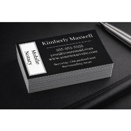 Custom Notary Business Card Black White Minimal Visitkort