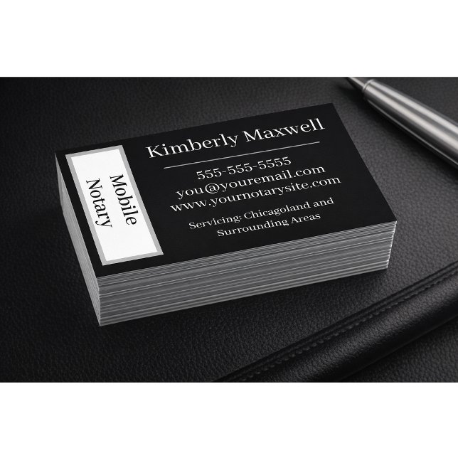 Custom Notary Business Card Black White Minimal Visitkort (Skapare uppladdad)