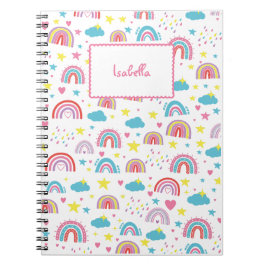 Custom Notebook With Name Rainbow Design for Girls Anteckningsbok