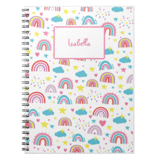 Custom Notebook With Name Rainbow Design for Girls Anteckningsbok