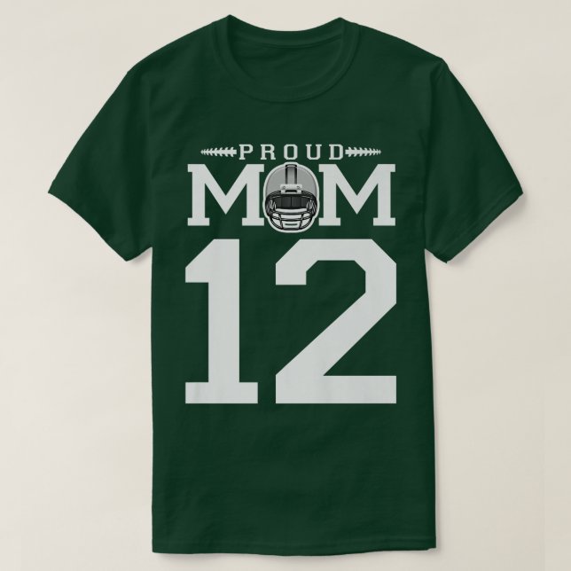 Custom Number 12 Proud Football Mom Personalized F T Shirt (Design framsida)