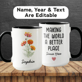Custom October Birth Flower - Personalized Name Mugg