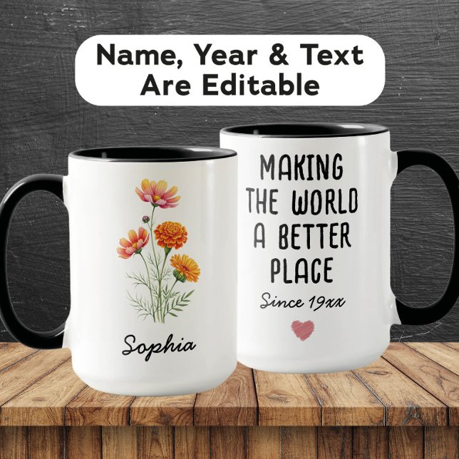 Custom October Birth Flower - Personalized Name Mugg (Skapare uppladdad)