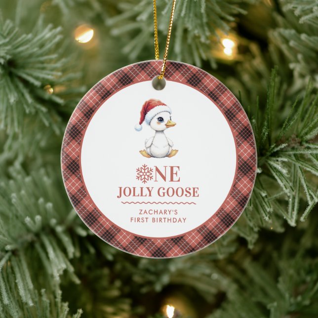 Custom One Jolly Goose December First Birthday Julgransprydnad Keramik (Träd)