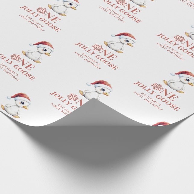 Custom One Jolly Goose December First Birthday Presentpapper (Hörn)