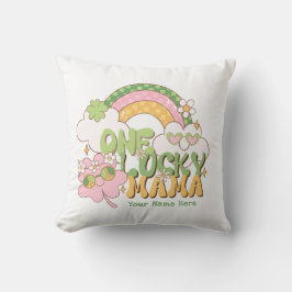 Custom One Lucky Mama Cute Retro Groovy Kudde