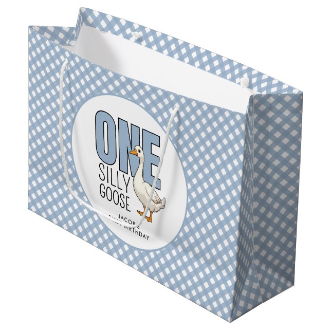 Custom One Silly Goose 1st Birthday Plaid Pattern (Framsidan Vinklad)