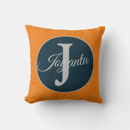 Custom  orange greay blue Monogram Elegant Kudde