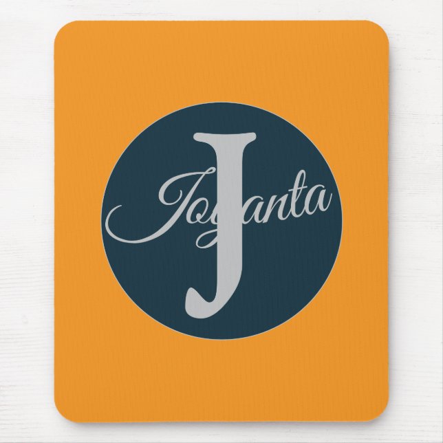 Custom  orange greay blue Monogram Elegant Musmatta (Framsidan)