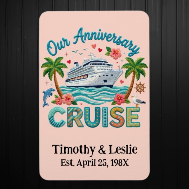 Custom Our Anniversary Faux Embroidery Cruise Door Magnet (Skapare uppladdad)