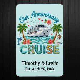 Custom Our Anniversary Faux Embroidery Cruise Door Magnet