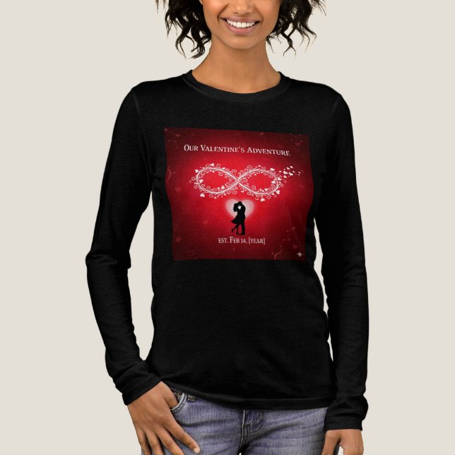 Custom Our Valentine’s Adventure Infinity Couple T Shirt (Framsida)