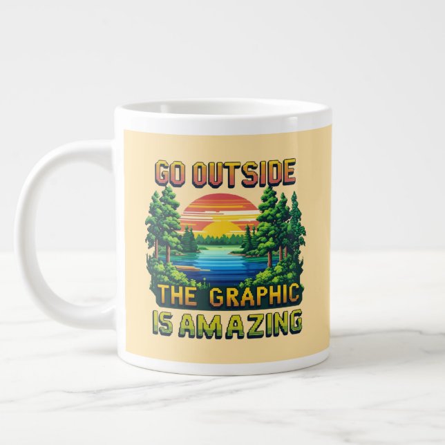 Custom Outdoor Nature Scene Pixel Art Graphic  Jumbo Mugg (Vänster)