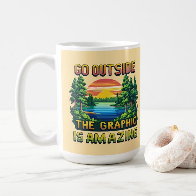 Custom Outdoor Nature Scene Pixel Art Graphic  Kaffemugg (Med munk)
