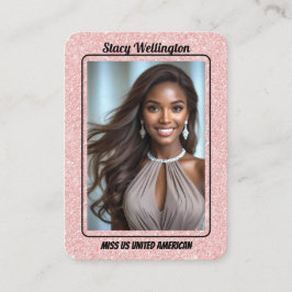 Custom Pageant Trading Cards | Rose Gold Glitter Visitkort