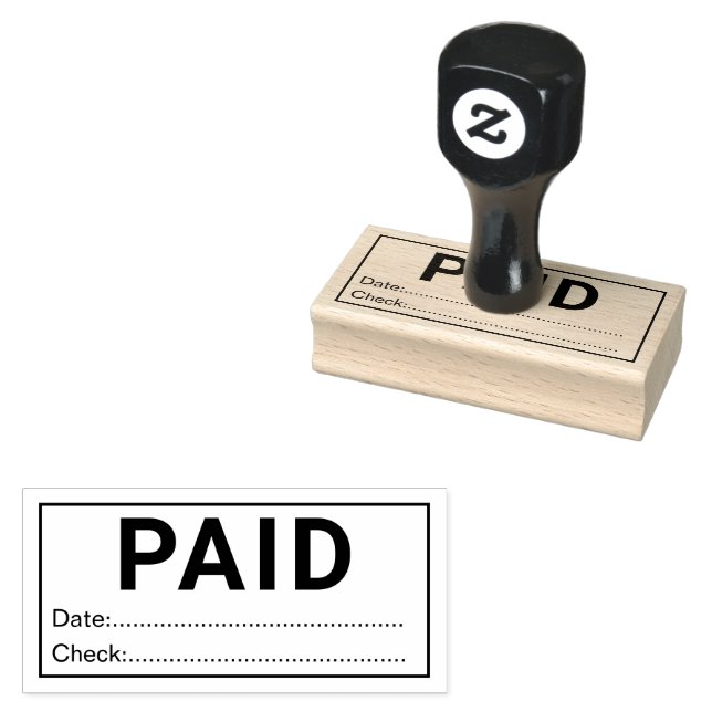 Custom Paid With Date And Check Office Wooden Stämpel (Stämplad)