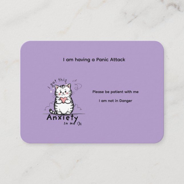 Custom Panic Attack Help Card  Visitkort (Framsida)