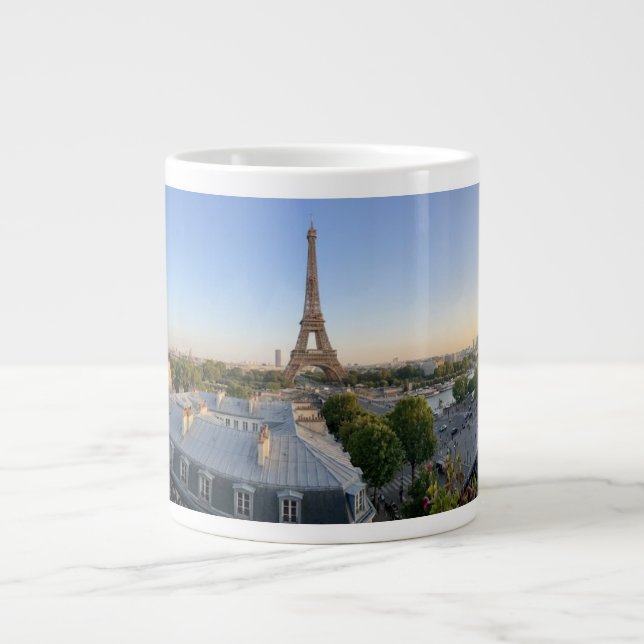 Custom Paris Panoramic Skyline View Eiffel Tower Jumbo Mugg (Framsidan)