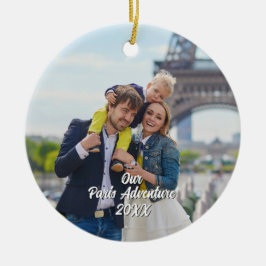 Custom Paris Travel Photo Christmas Tree Julgransprydnad Keramik