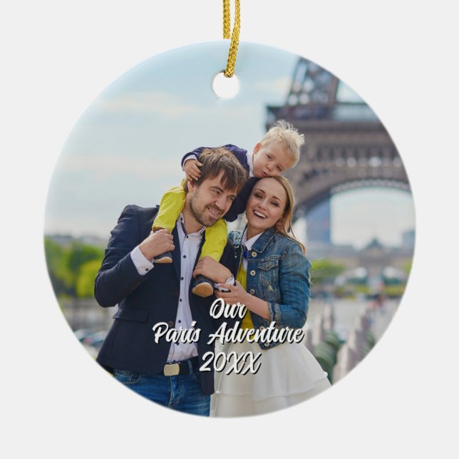Custom Paris Travel Photo Christmas Tree Julgransprydnad Keramik (Framsidan)