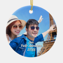 Custom Paris Travel Photo Christmas Tree Julgransprydnad Keramik