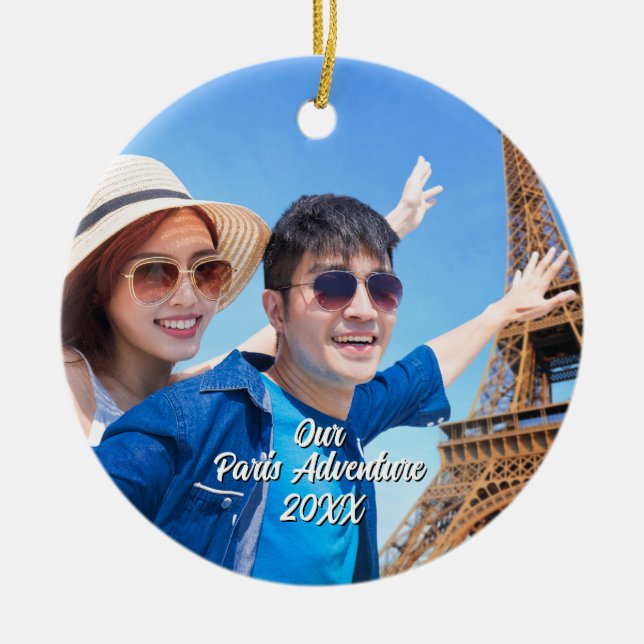 Custom Paris Travel Photo Christmas Tree Julgransprydnad Keramik (Framsidan)