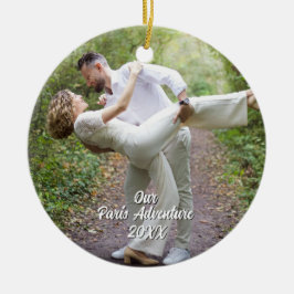 Custom Paris Travel Photo Christmas Tree Julgransprydnad Keramik