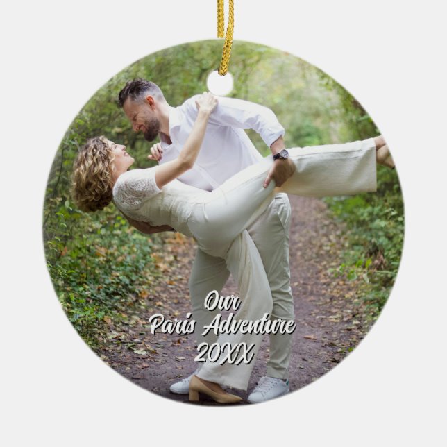 Custom Paris Travel Photo Christmas Tree Julgransprydnad Keramik (Framsidan)