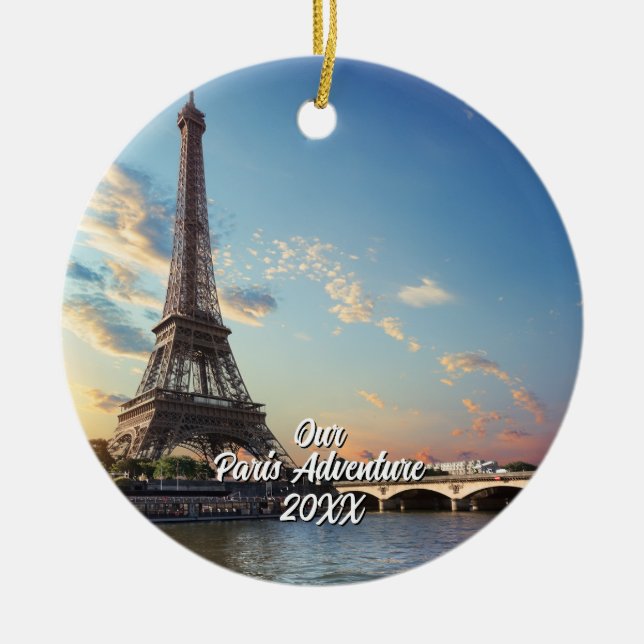 Custom Paris Travel Photo Christmas Tree Julgransprydnad Keramik (Framsidan)