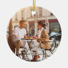 Custom Paris Travel Photo Christmas Tree Julgransprydnad Keramik